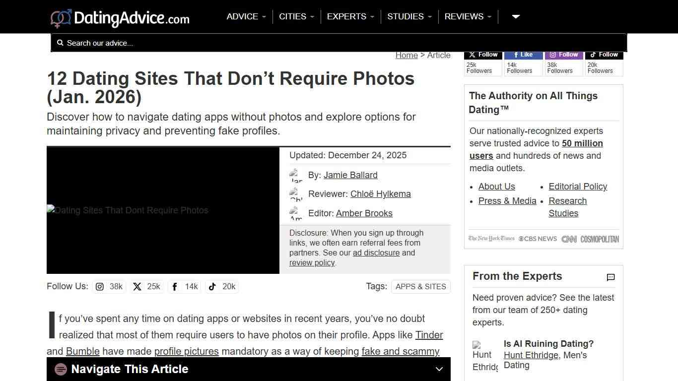 12 Dating Sites That Don’t Require Photos (Jan. 2026)
